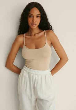 NA-KD MIT SPAGHETTI-TRÄGERN - Débardeur - Light Beige