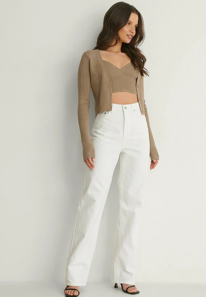 NA-KD MIT WEITEN BEINEN UND HOHER TAILLE - Jean Droit - White 1 NA-KD MIT WEITEN BEINEN UND HOHER TAILLE - Jean Droit - White