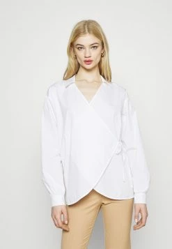 NA-KD OVERSIZED OVERLAP BLOUSE - Blouse - White