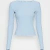 NA-KD RIBBED DETAIL LONG SLEEVE - T-shirt à Manches Longues - Forever Blue -NA-KD Soldes Magasin 9e85204434b84c0b86eb721275804302