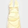 NA-KD GATHERED DETAIL DRESS - Robe De Soirée - Lemon -NA-KD Soldes Magasin a16b5430a7884d0f831c6d7072b884b6