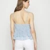 NA-KD PAMELA REIF X ZALANDO FRONT TIE FRILL - Débardeur - Blue -NA-KD Soldes Magasin a17ed138841a426a989a52e490e77b08