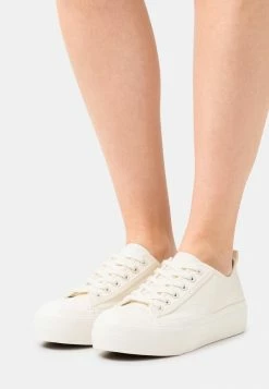 NA-KD PLATFORM LACE UP TRAINERS - Baskets Basses - White