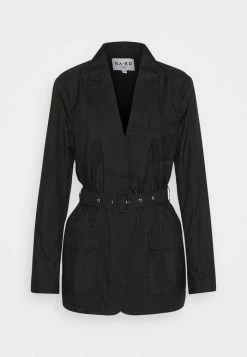 NA-KD PATCH POCKET JACKET - Manteau Court - Black