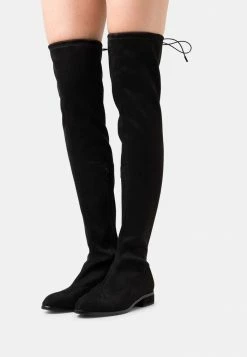 NA-KD FLAT BOOTS - Cuissardes - Black