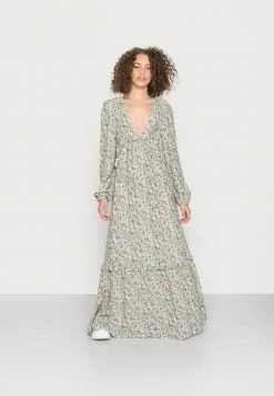 NA-KD BALLOON SLEEVE FRILL DRESS - Robe Longue - Pink Flower