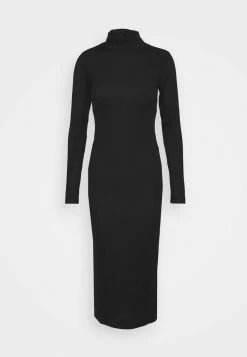 NA-KD HIGH NECK SLIT DRESS - Robe Pull - Black