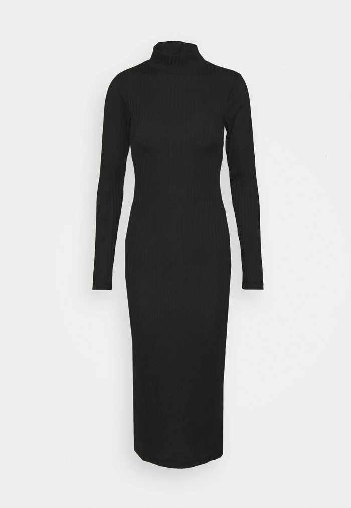 NA-KD HIGH NECK SLIT DRESS - Robe Pull - Black 1 NA-KD HIGH NECK SLIT DRESS - Robe Pull - Black