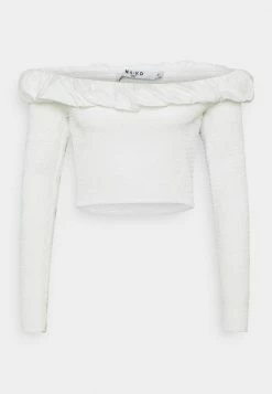 NA-KD OFF SHOULDER - T-shirt à Manches Longues - White