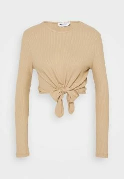NA-KD KNOT DETAIL - T-shirt à Manches Longues - Beige
