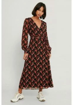 NA-KD Robe Longue - Black/flower Print