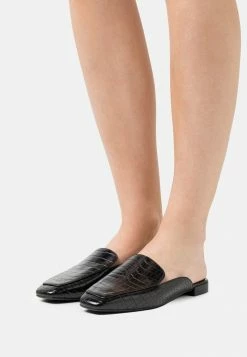 NA-KD CROC SLIP IN LOAFERS - Mules - Black