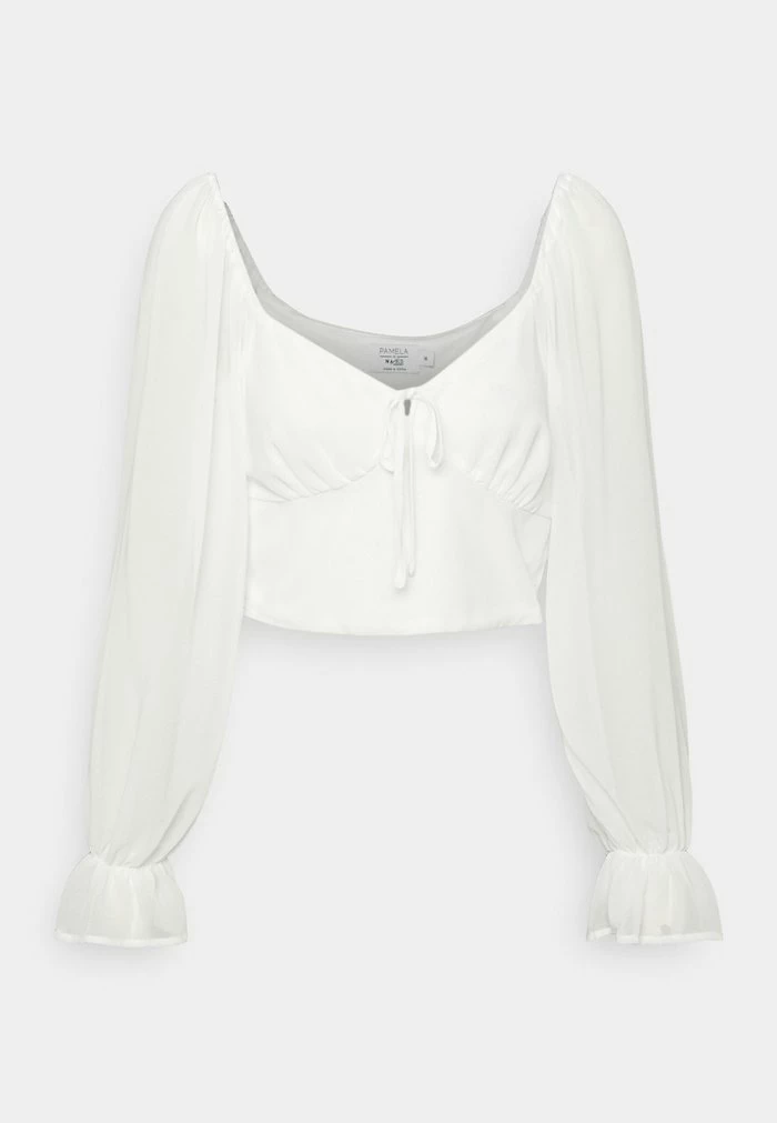 NA-KD TIE LONG SLEEVE BLOUSE - T-shirt à Manches Longues - Gardenia 4 NA-KD TIE LONG SLEEVE BLOUSE - T-shirt à Manches Longues - Gardenia – Image 4