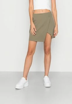 NA-KD OVERLAPPED SKIRT - Minijupe - Khaki Green