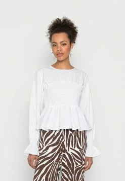 NA-KD SMOCKED BLOUSE - Blouse - White