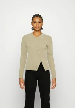 NA-KD DIAGONAL BUTTONED CARDIGAN - Gilet - Khaki