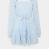 NA-KD PAMELA REIF X ZALANDO OVERLAPPED FRILL MINI DRESS - Robe De Jour - Dusty Blue -NA-KD Soldes Magasin b1692478d1f24054b23a1526eba7ba4c