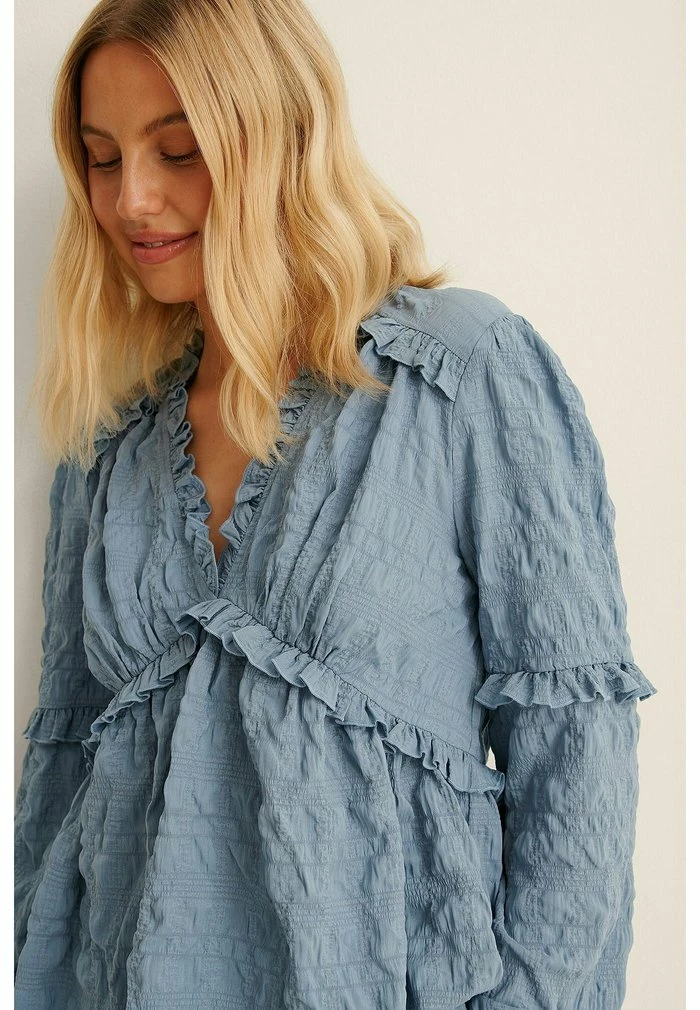 NA-KD RECYCELT STRUKTURIERTE - Blouse - Stone Blue 4 NA-KD RECYCELT STRUKTURIERTE - Blouse - Stone Blue – Image 4