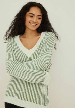 NA-KD ZWEIFARBIGER - Pullover - Green/white