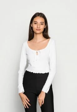 PAMELA REIF X NA-KD - TIE DETAIL - T-shirt à Manches Longues - Gardenia