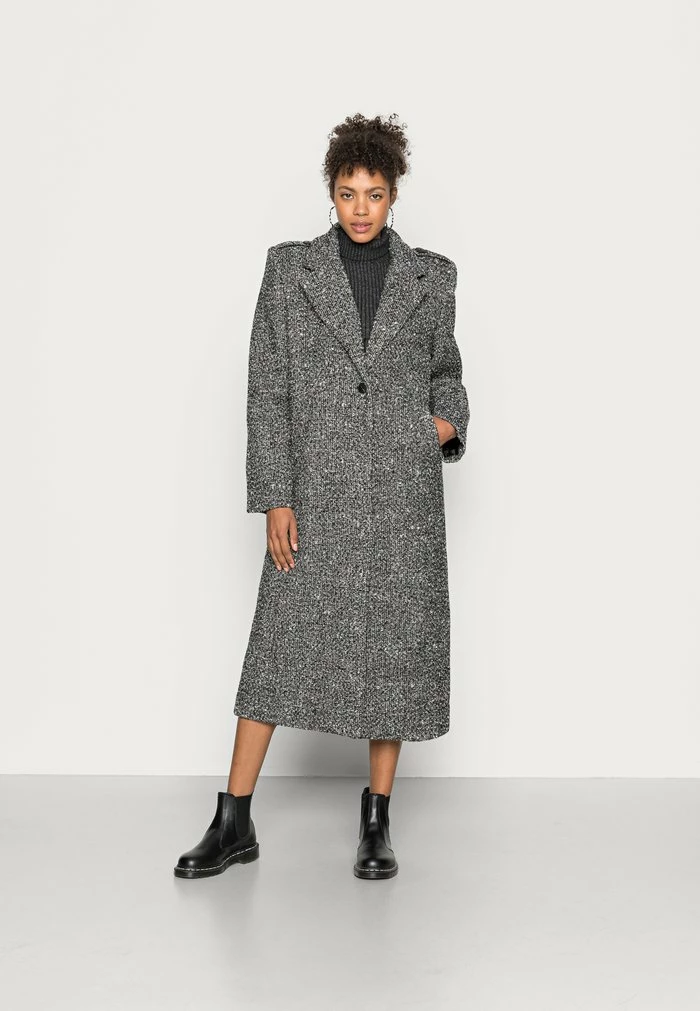 NA-KD MAXI COAT - Manteau Classique - Black/white 1 NA-KD MAXI COAT - Manteau Classique - Black/white