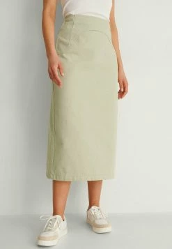 NA-KD ORGANISCH MIDI MIT JOCH VORNE - Jupe En Jean - Light Green