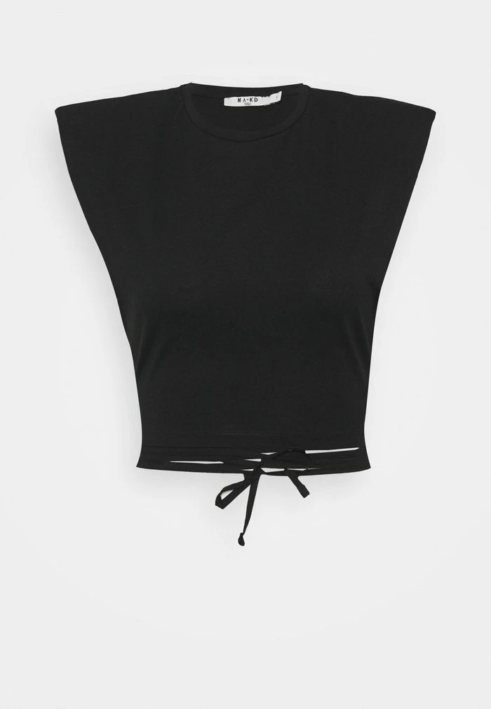 NA-KD SHOULDER PADDED DETAIL - T-shirt Imprimé - Black 1 NA-KD SHOULDER PADDED DETAIL - T-shirt Imprimé - Black