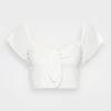 NA-KD FRONT TIE - T-shirt Imprimé - White -NA-KD Soldes Magasin bfe5a77313ab41b0884fd40c9d5b803e