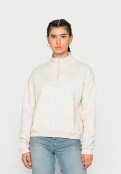 NA-KD HALF ZIP SWEATER - Sweatshirt - Beige Melange