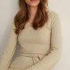 NA-KD MIT GESCHLITZTEN ÄRMELN - T-shirt à Manches Longues - Beige -NA-KD Soldes Magasin c0a7b1abe5a94a3aacfbeb7989d44fd6