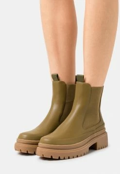 NA-KD CONTRAST SOLE CHELSEA BOOTS - Bottines à Plateau - Oliv