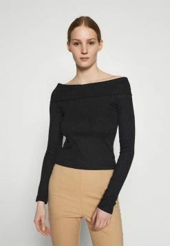 NA-KD LONG SLEEVE OVERLAP - T-shirt à Manches Longues - Black