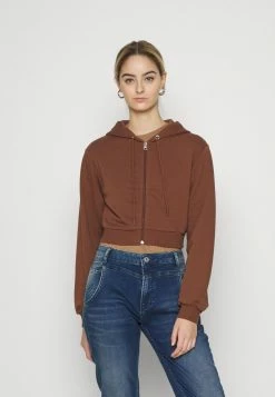 PAMELA REIF X NA-KD - ZIP DETAIL HOODIE - Sweat à Capuche Zippé - Brown