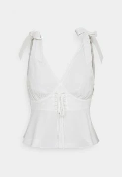 PAMELA REIF X NA-KD - LACING DETAIL SINGLET - Blouse - White