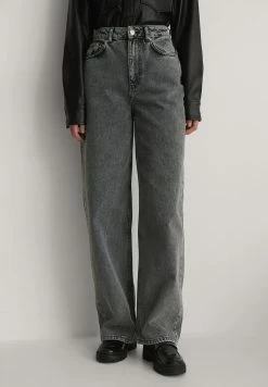 NA-KD ORGANISCH DENIM-JEANS MIT WEITEN BEINEN UND HOHER TAILLE - Jean Boyfriend - Grey