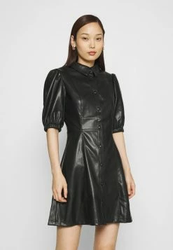 NA-KD PUFF SLEEVE DRESS - Robe Chemise - Black