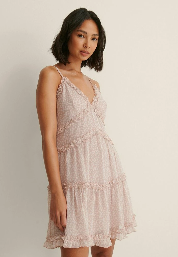 NA-KD Robe De Jour - Blush Floral 1 NA-KD Robe De Jour - Blush Floral