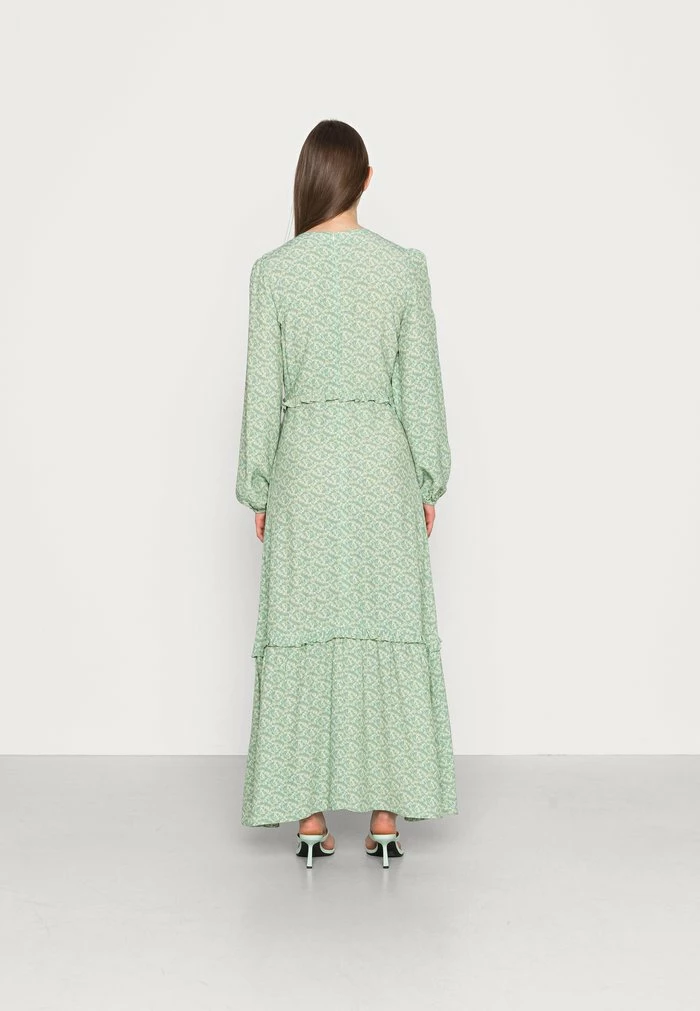 NA-KD BALLOON SLEEVE FRILL DRESS - Robe Longue - Green Flower 3 NA-KD BALLOON SLEEVE FRILL DRESS - Robe Longue - Green Flower – Image 3