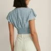 NA-KD MIT SMOCK-DETAIL AM RÜCKEN - Blouse - Light Blue White Floral -NA-KD Soldes Magasin cb578075731848668a26438d5a89298b
