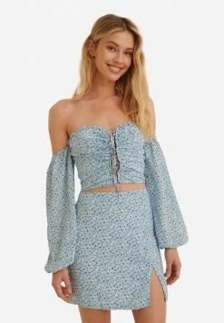 PAMELA REIF X NA-KD - BLOUSE - Blouse - Painted Floral Blue