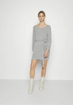 PAMELA REIF X NA-KD - DROPPED SHOULDER MINI DRESS - Robe Pull - Grey Melange