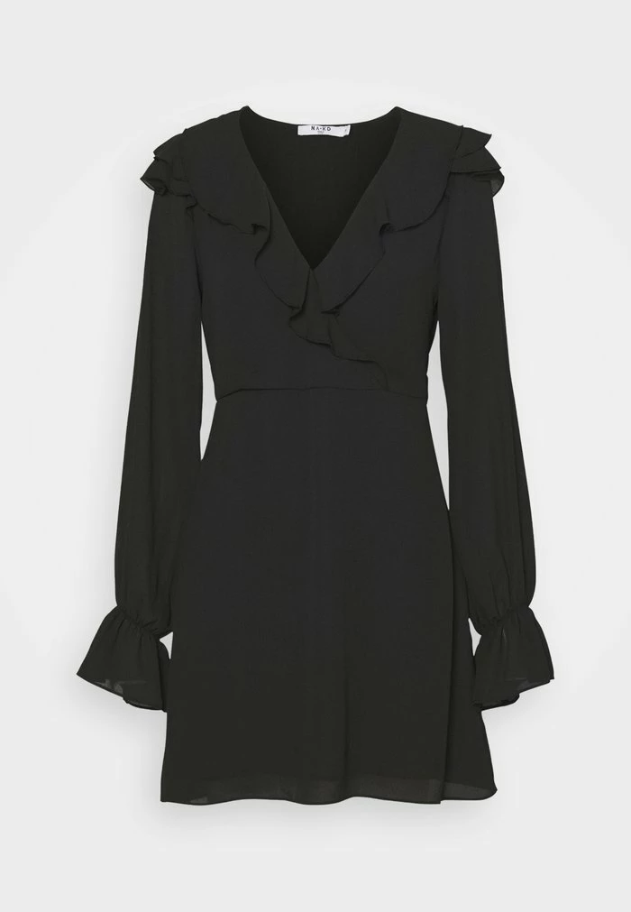 NA-KD WRAPPED FRILL DRESS - Robe De Jour - Black 7 NA-KD WRAPPED FRILL DRESS - Robe De Jour - Black – Image 7