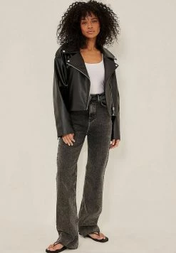 NA-KD Veste En Similicuir - Black