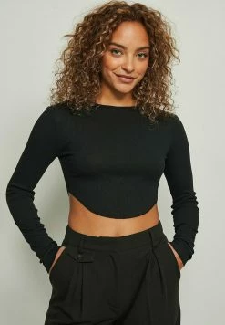 NA-KD RUND - T-shirt à Manches Longues - Black