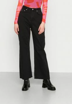 NA-KD WIDE LEG RAW HEM - Jean Boyfriend - Black