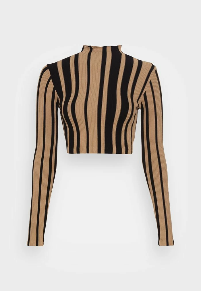 NA-KD CROPPED TURTLE NECK TOP - T-shirt à Manches Longues - Beige Print 4 NA-KD CROPPED TURTLE NECK TOP - T-shirt à Manches Longues - Beige Print – Image 4