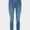 NA-KD HIGH WAIST RAW HEM - Jeans Skinny - Mid Blue -NA-KD Soldes Magasin dba619205ef847e28f1ef4ffc4d51b02