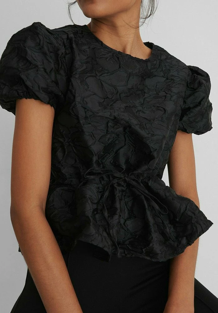NA-KD STRUCTURED DRAWSTRING - Blouse - Black 4 NA-KD STRUCTURED DRAWSTRING - Blouse - Black – Image 4