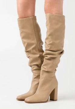 NA-KD SLOUCHY SHAFT SQUARED TOE BOOTS - Bottes à Talons Hauts - Beige
