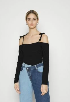 NA-KD BOW DETAIL - T-shirt à Manches Longues - Black